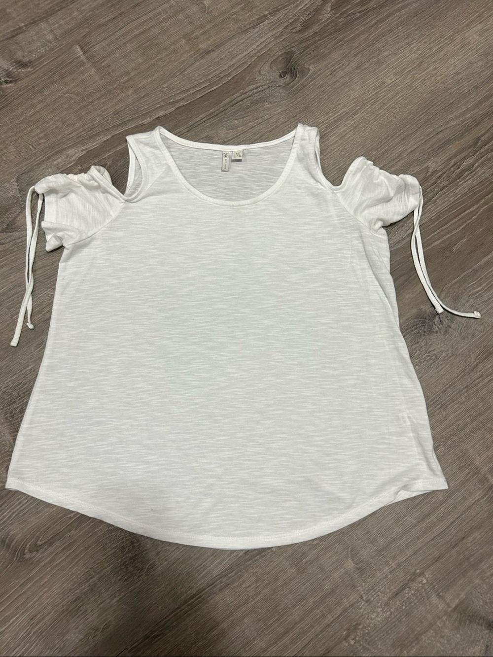 Cato White Cold-Shoulder Tank Top with Tie Sleeves